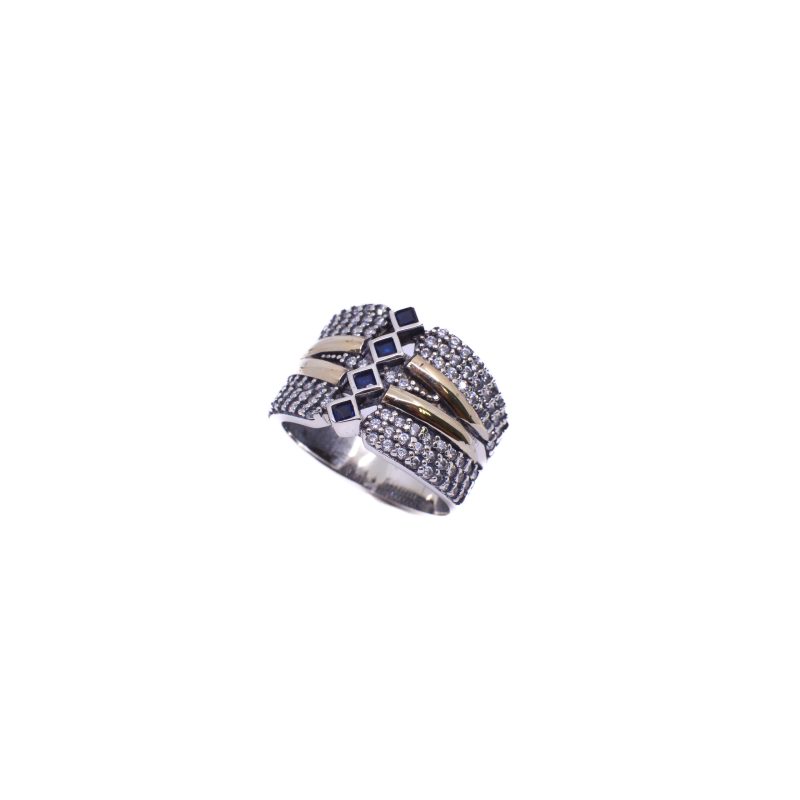 Anillo 4 Piedras Oro Plata