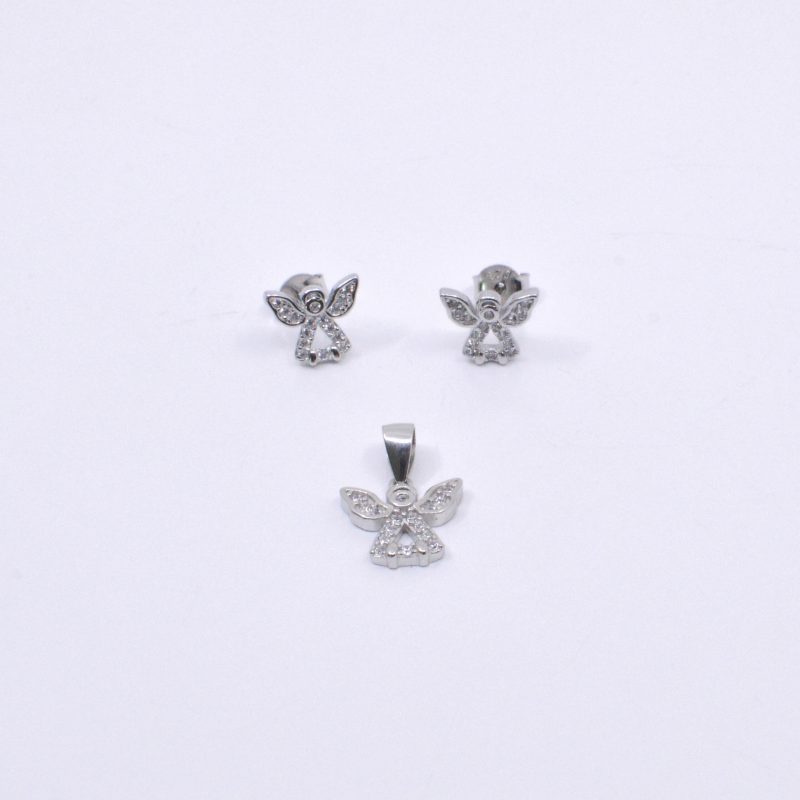 Aretes y Dije Angel Plata 925