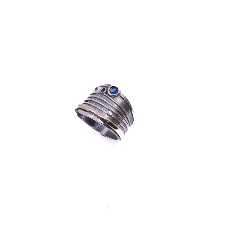 Anillo Lineas Oro Plata
