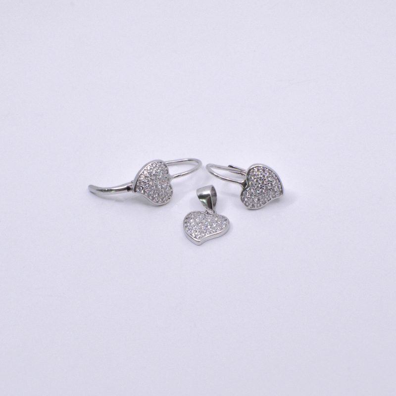 Aretes y Dije Corazon con Circones Plata 925 - Image 3