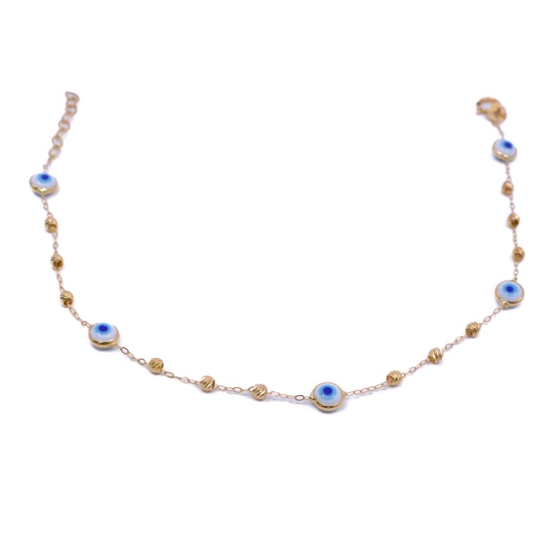 Pulsera Ojo Turco Oro 18k / 18cm