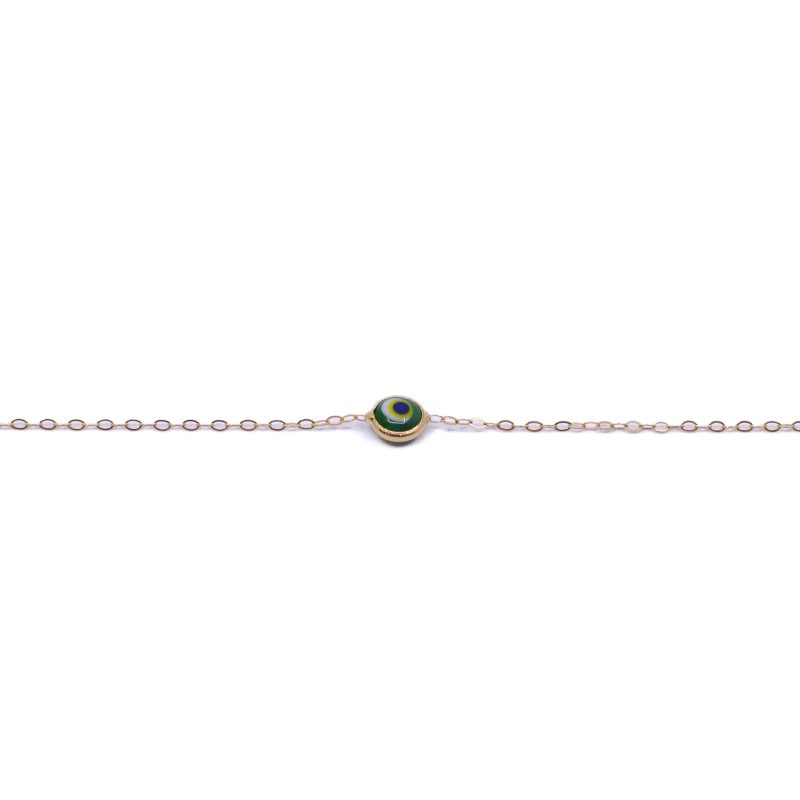 Pulsera Ojo Turco Verde Oro 18k / 18cm - Image 2