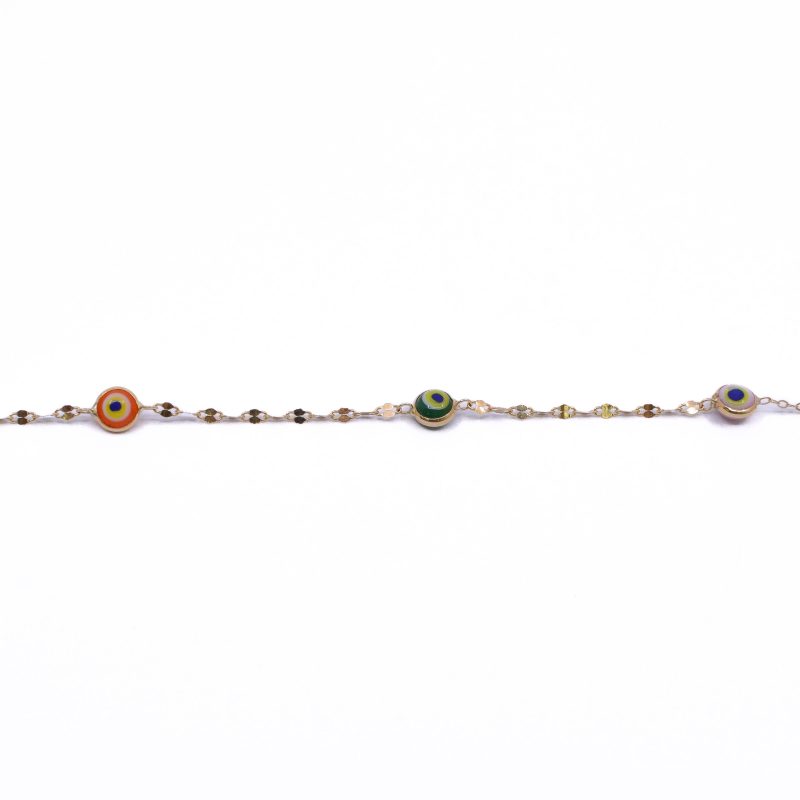 Pulsera Ojo Turco Multicolor Oro 18k / 18cm - Image 2