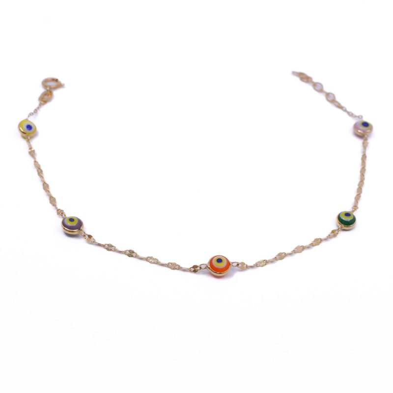 Pulsera Ojo Turco Multicolor Oro 18k / 18cm