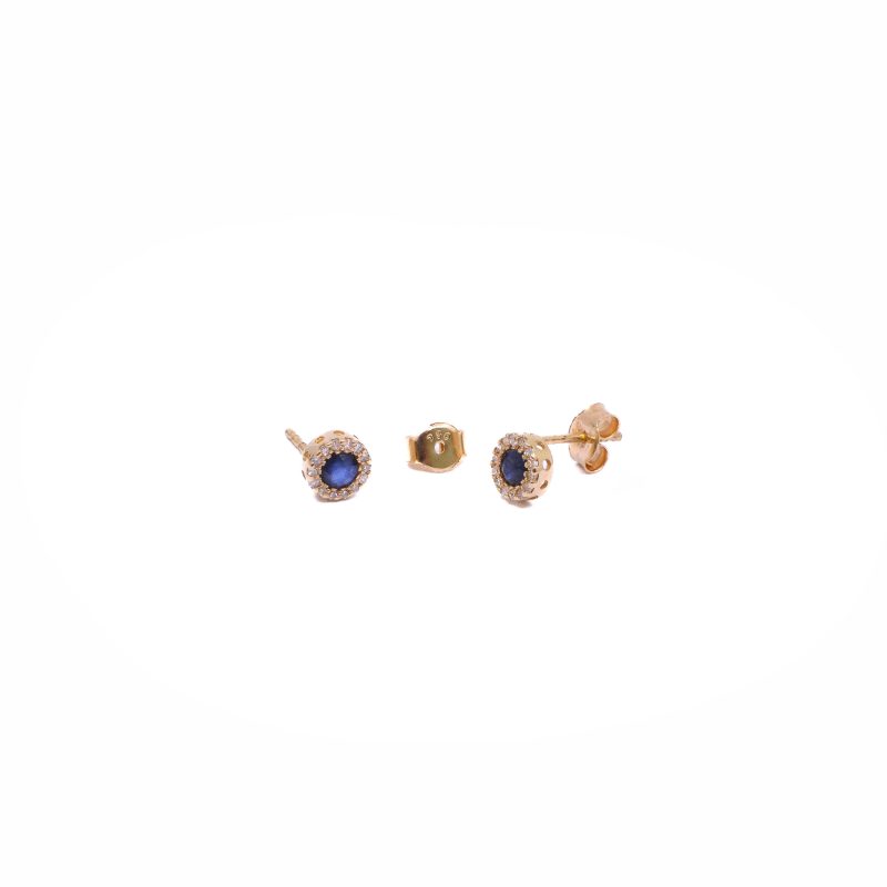 Topos Ovalo Oro 18k con Diamantes y Zafiro