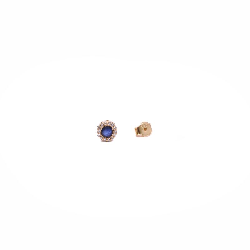 Topos Ovalo Oro 18k con Diamantes y Zafiro - Image 2