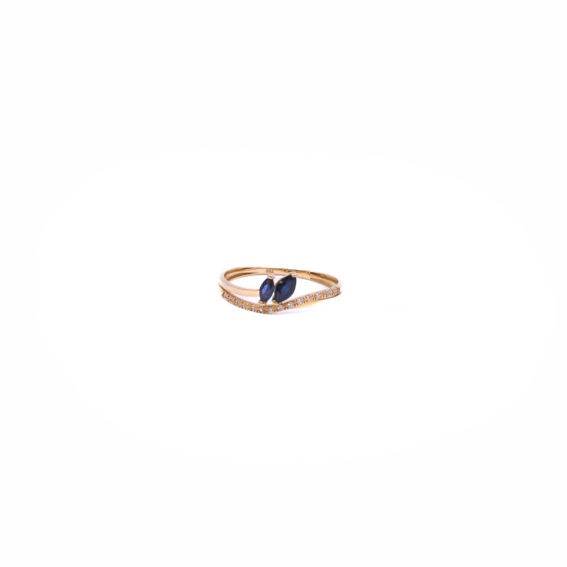 Anillo Oro 18k Diamantes y  2 Zafiros / Diamantes 0.05ct / Zafiro 0.35ct / Oro 1.35gr - Image 2