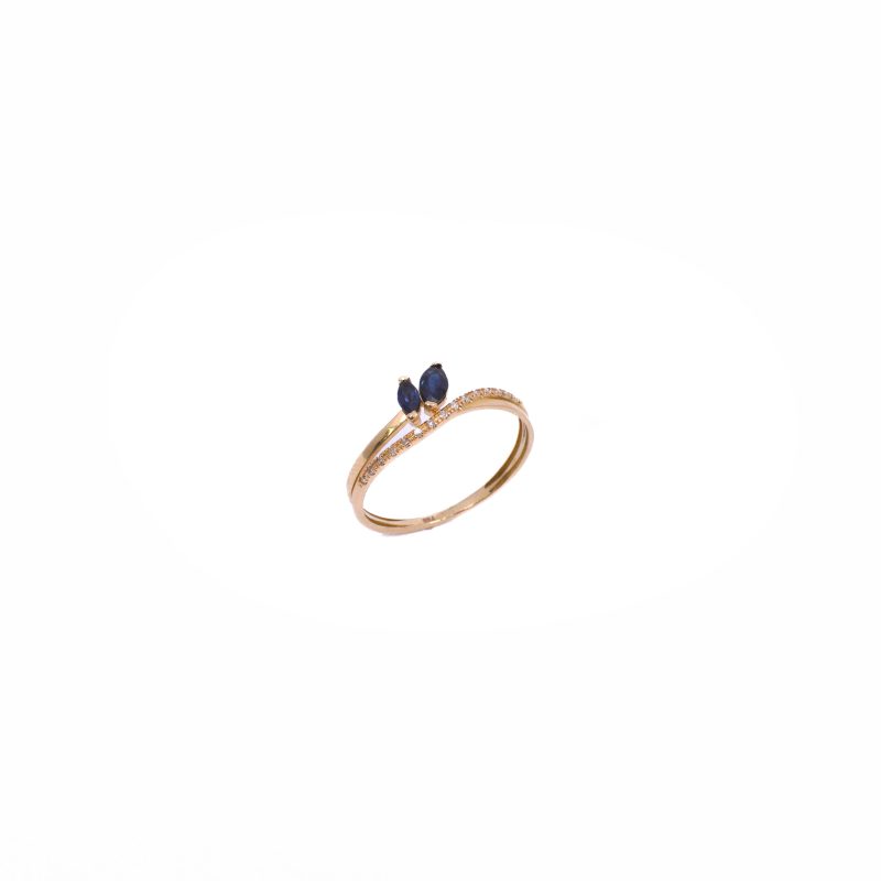 Anillo Oro 18k Diamantes y  2 Zafiros / Diamantes 0.05ct / Zafiro 0.35ct / Oro 1.35gr