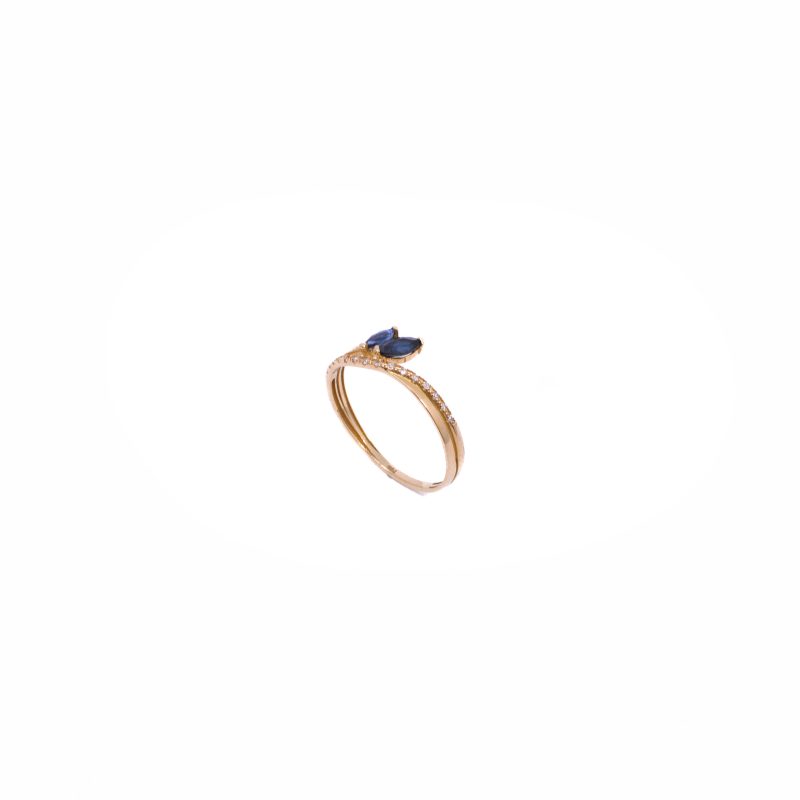 Anillo Oro 18k Diamantes y  2 Zafiros / Diamantes 0.05ct / Zafiro 0.35ct / Oro 1.35gr - Image 3