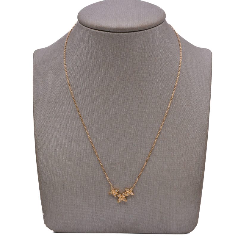 Cadena 3 Estrellas con Diamantes Oro 18k / 40cm