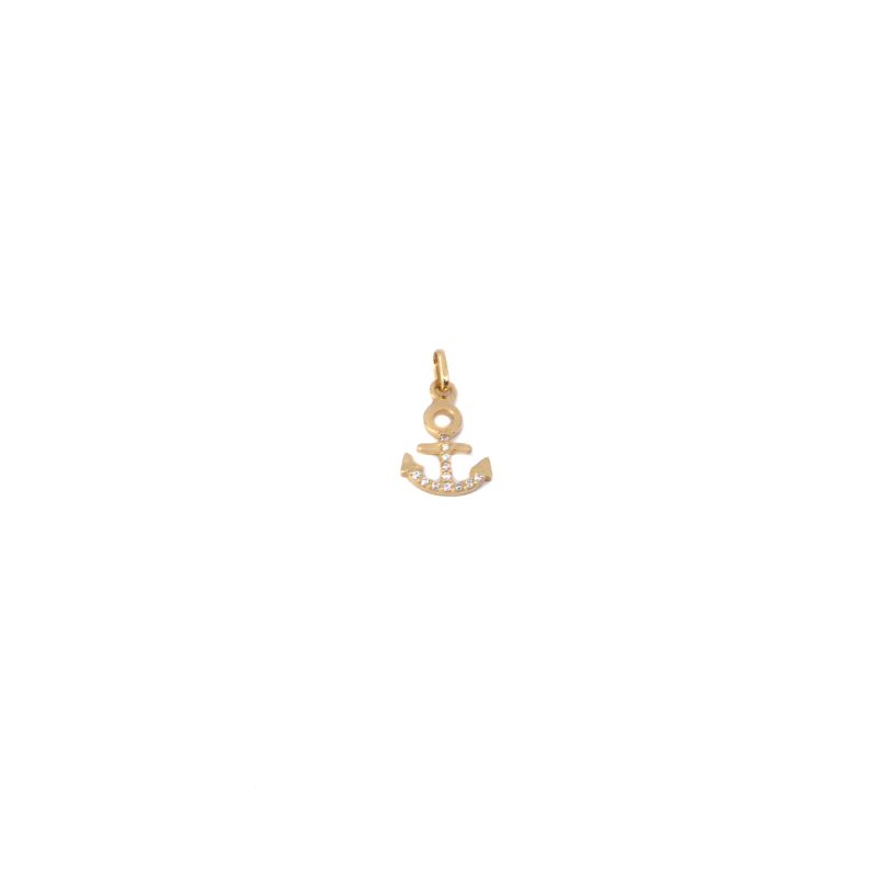 Dije Ancla con Circones Oro 18k