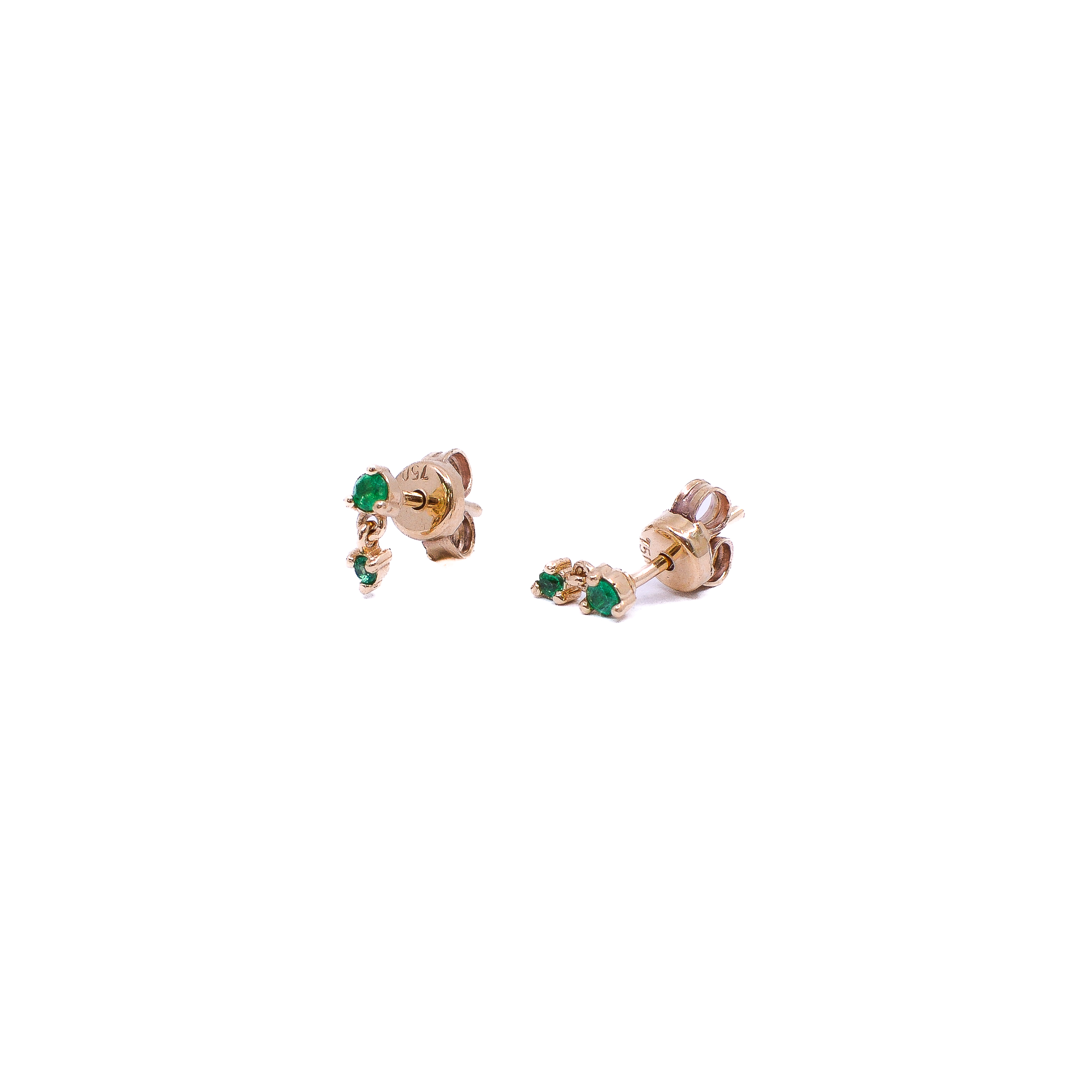 Topos Doble Esmeraldas Oro 18k / 2,0mm - 1,5mm