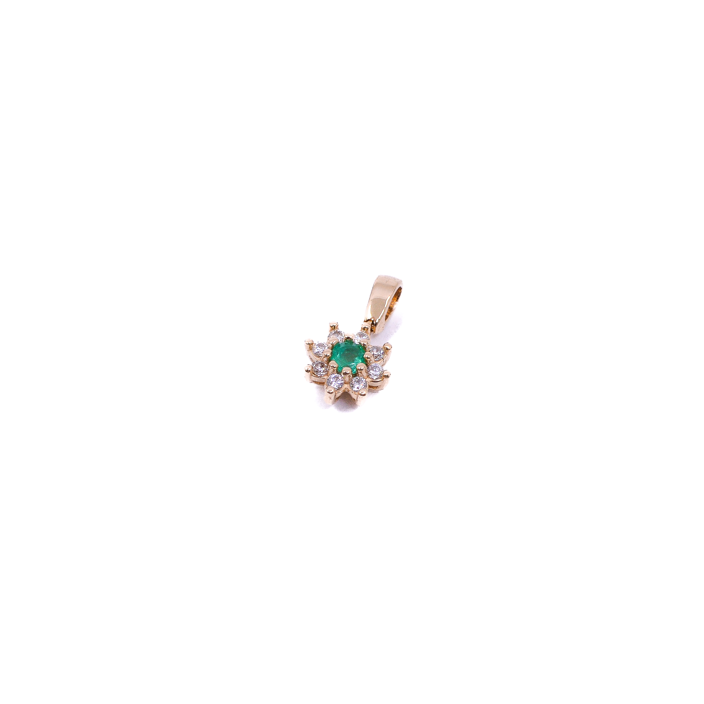 Dije Flor con Esmeralda Oro 18k / 3,1mm
